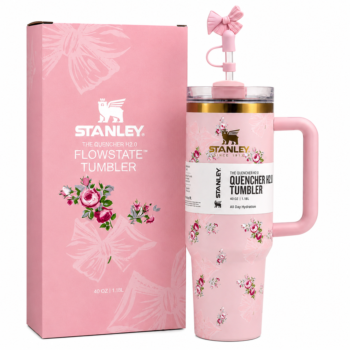 Stanley Pink Floral Bow Tumbler β 40oz / 1.18L
