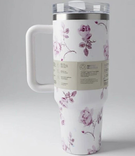 STANLEY White & Rose Single Stainless Steel Floral Double Wall Vacuum Water Bottle