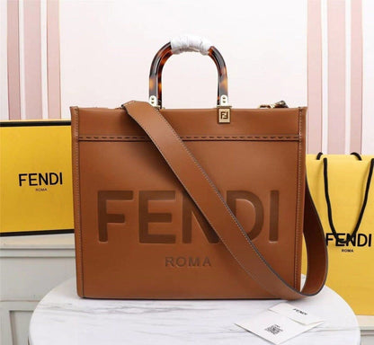 fendi roma plain ladies trendy leather handbag (238) 35 cm big size