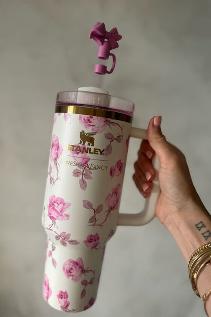 STANLEY White & Rose Single Stainless Steel Floral Double Wall Vacuum Water Bottle