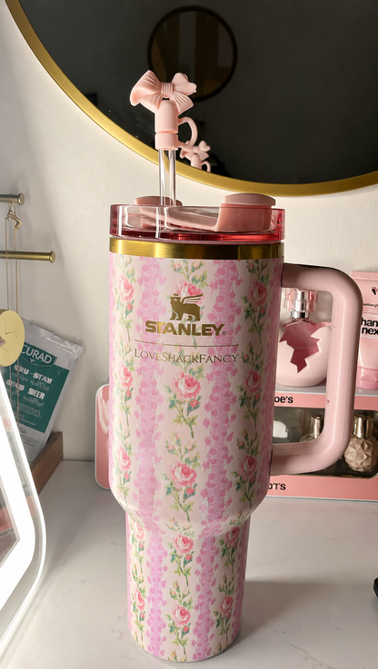 STANLEY Pink Single Stainless Steel Floral Double Wall Vacuum Water Bottle