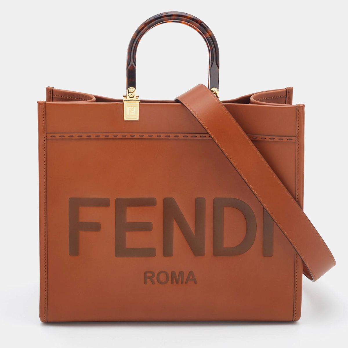 fendi roma plain ladies trendy leather handbag (238) 35 cm big size