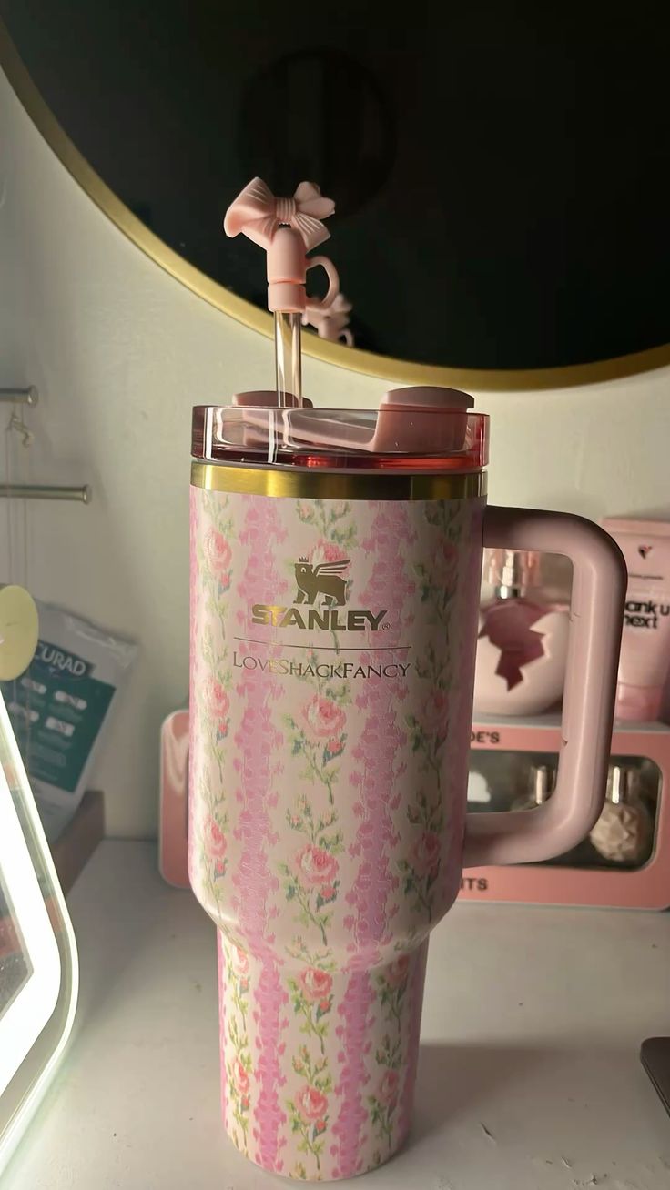 STANLEY Pink Single Stainless Steel Floral Double Wall Vacuum Water Bottle