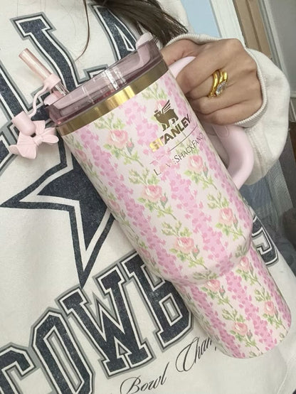 STANLEY Pink Single Stainless Steel Floral Double Wall Vacuum Water Bottle