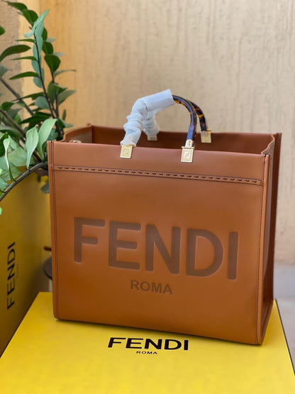 fendi roma plain ladies trendy leather handbag (238) 35 cm big size
