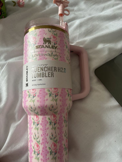 STANLEY Pink Single Stainless Steel Floral Double Wall Vacuum Water Bottle