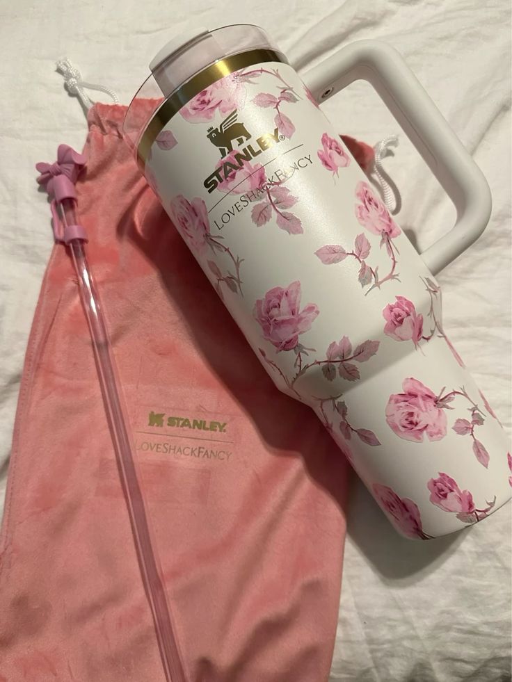 STANLEY White & Rose Single Stainless Steel Floral Double Wall Vacuum Water Bottle