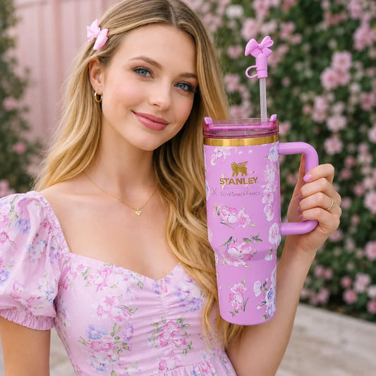 STANLEY Purple & Green Single Stainless Steel Floral Double Wall Vacuum Water Bottle