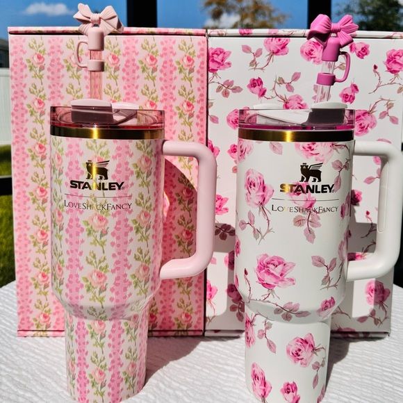 STANLEY Pink Single Stainless Steel Floral Double Wall Vacuum Water Bottle