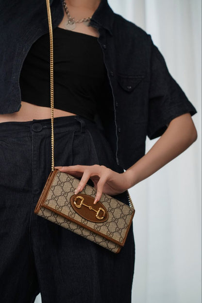 GUCCI HORSEBIT 1955 WALLET WITH CHAIN OG DOUBLE BOX & DUST BAG 621892