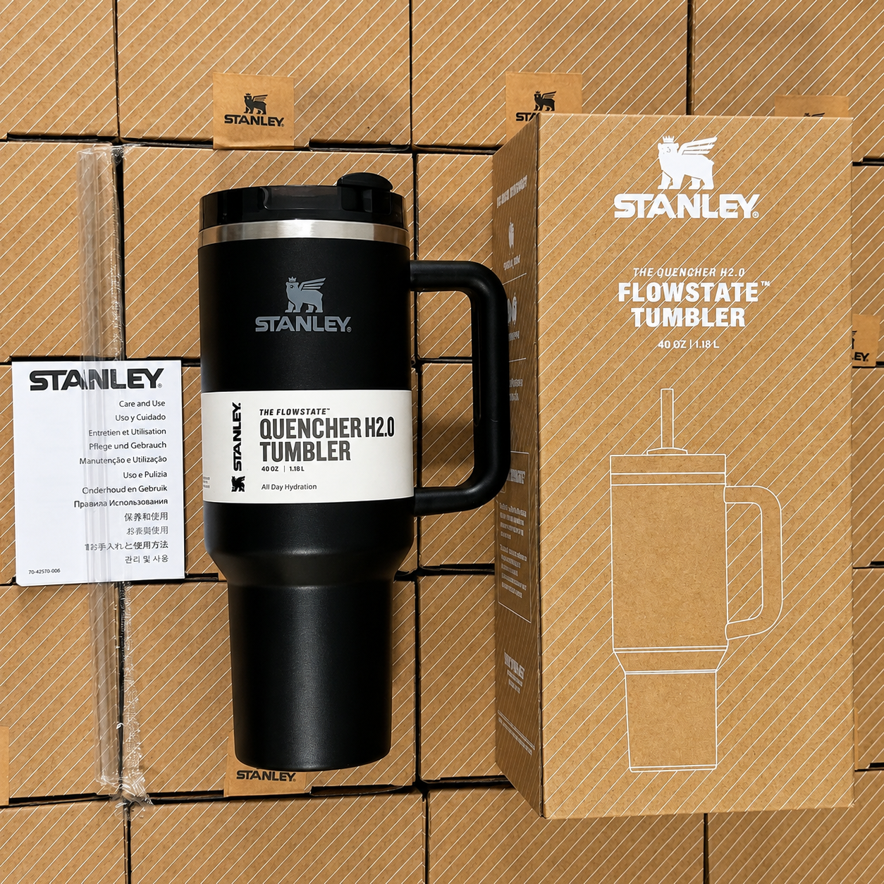 STANLEY Black Single Stainless Steel Solid Double Wall Vacuum Water Bottle