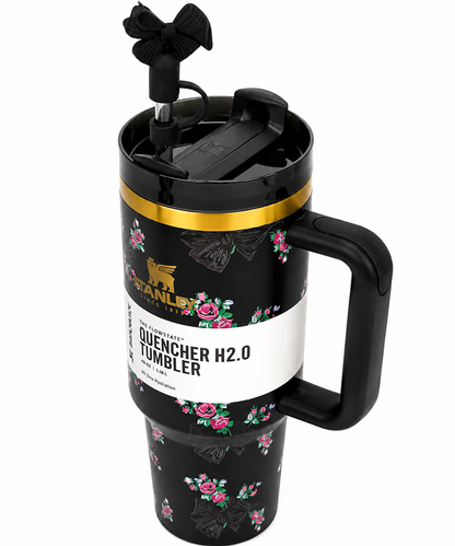 Stanley Black Floral Bow Tumbler – 40oz / 1.18L