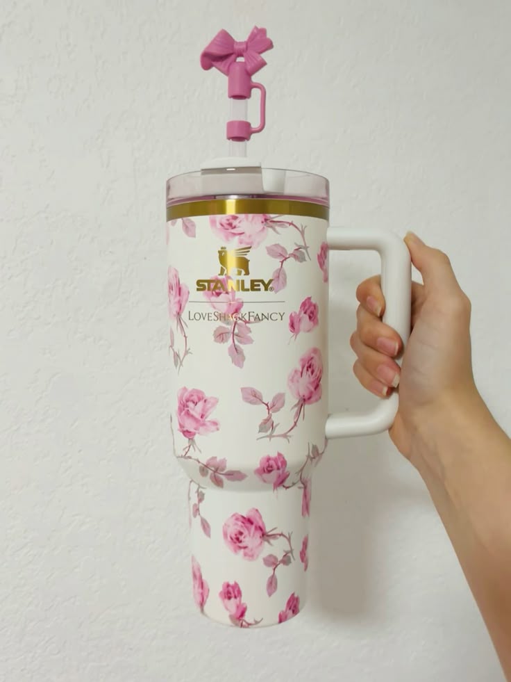 STANLEY White & Rose Single Stainless Steel Floral Double Wall Vacuum Water Bottle