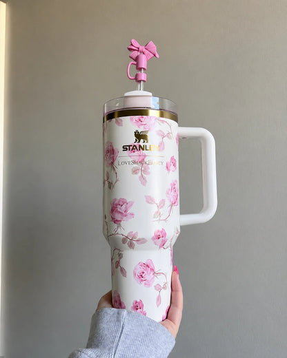 STANLEY White & Rose Single Stainless Steel Floral Double Wall Vacuum Water Bottle