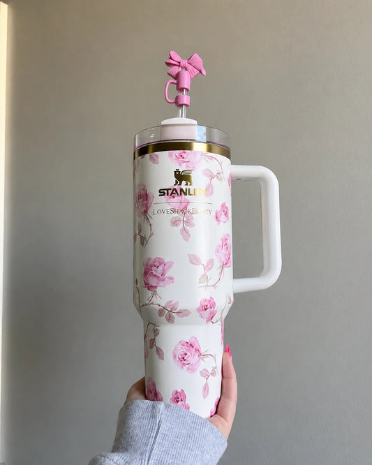 STANLEY White & Rose Single Stainless Steel Floral Double Wall Vacuum Water Bottle