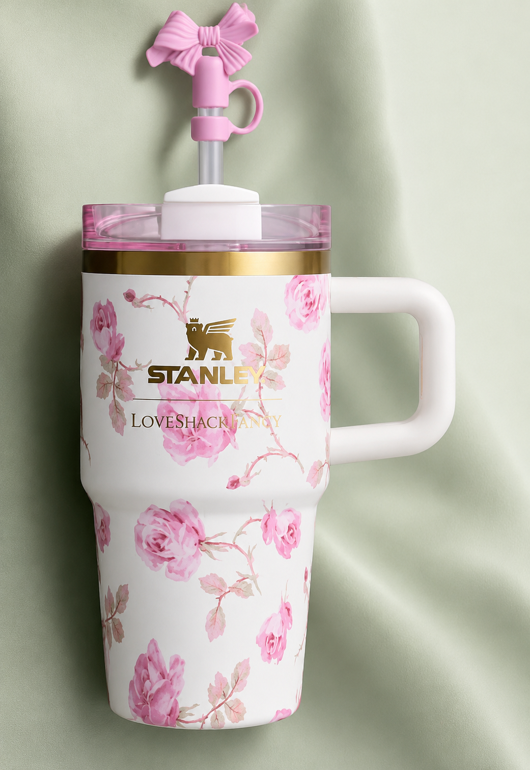 STANLEY White & Rose Single Stainless Steel Floral Double Wall Vacuum Water Bottle