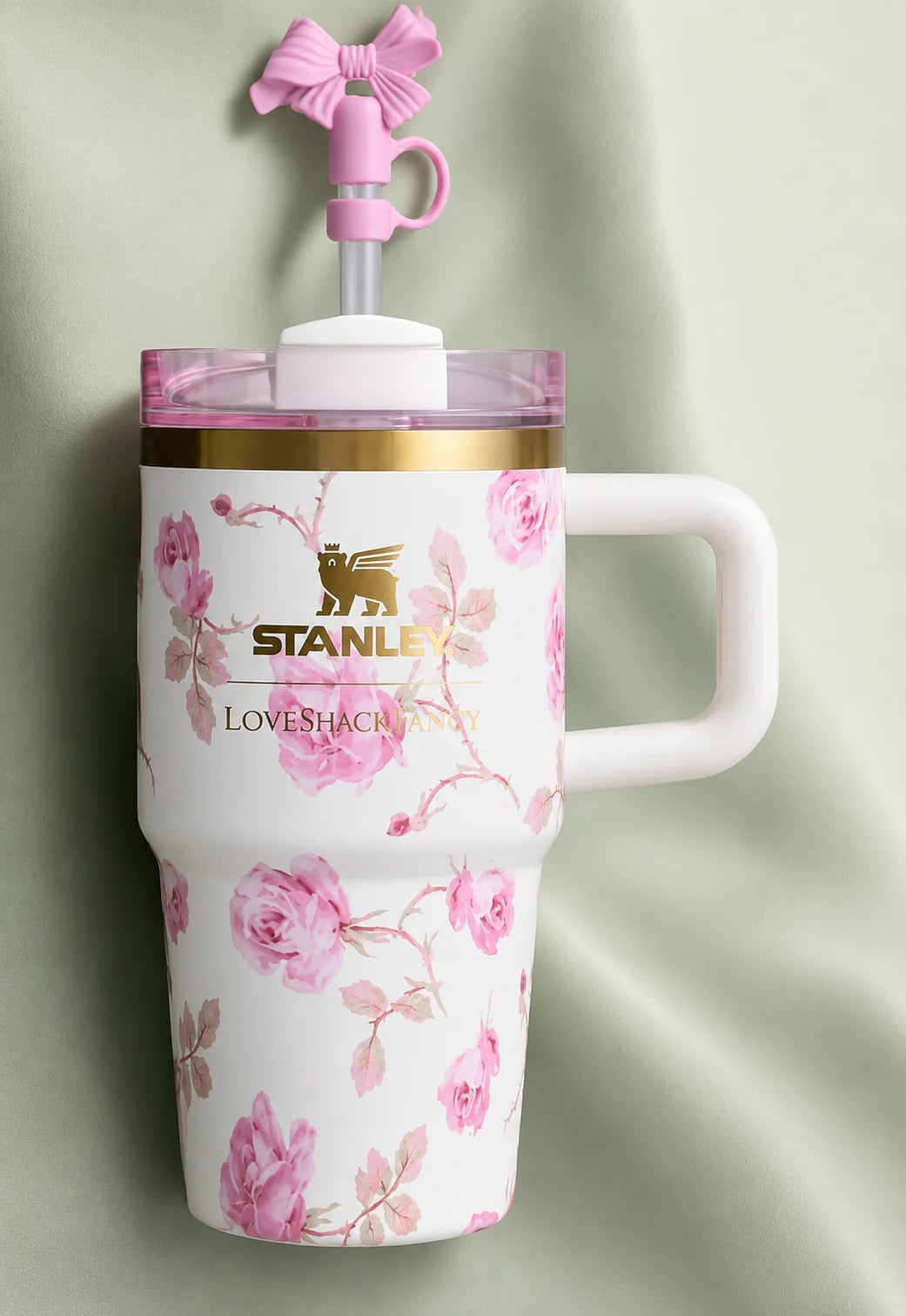 STANLEY White & Rose Single Stainless Steel Floral Double Wall Vacuum Water Bottle