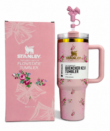 Stanley Pink Floral Bow Tumbler – 40oz / 1.18L