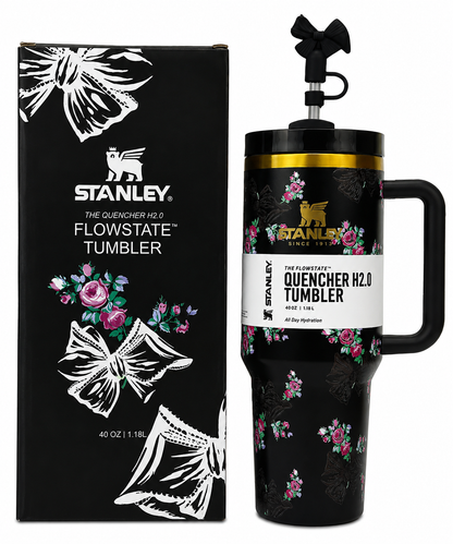 Stanley Black Floral Bow Tumbler – 40oz / 1.18L