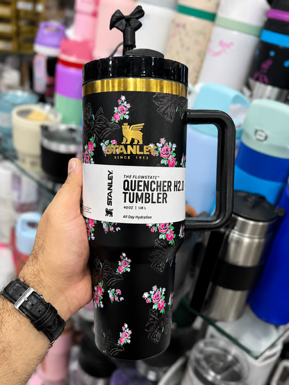 Stanley Black Floral Bow Tumbler – 40oz / 1.18L