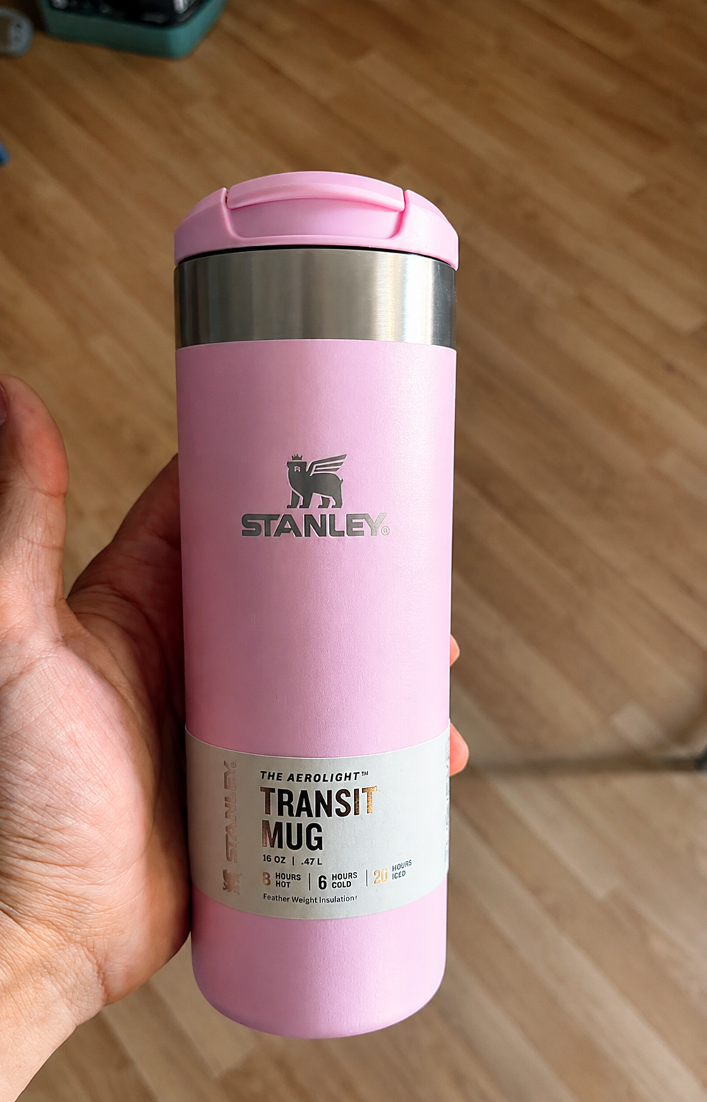 Premium Insulated Travel Coffee Mug 470 ml – Stainless Steel Vacuum Flask with Flip Lid (Pink)