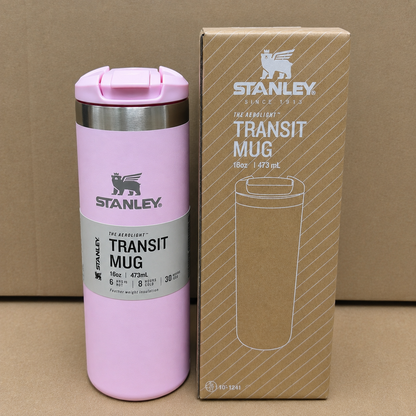 Premium Insulated Travel Coffee Mug 470 ml – Stainless Steel Vacuum Flask with Flip Lid (Pink)