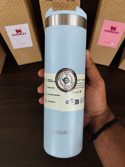 Premium Insulated Travel Coffee Mug 470 ml – Stainless Steel Vacuum Flask with Flip Lid (Pink)