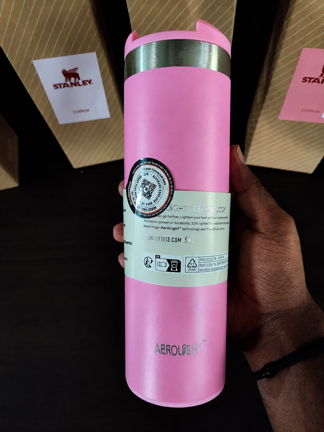Premium Insulated Travel Coffee Mug 470 ml – Stainless Steel Vacuum Flask with Flip Lid (Dark Pink)