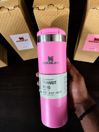Premium Insulated Travel Coffee Mug 470 ml – Stainless Steel Vacuum Flask with Flip Lid (Dark Pink)
