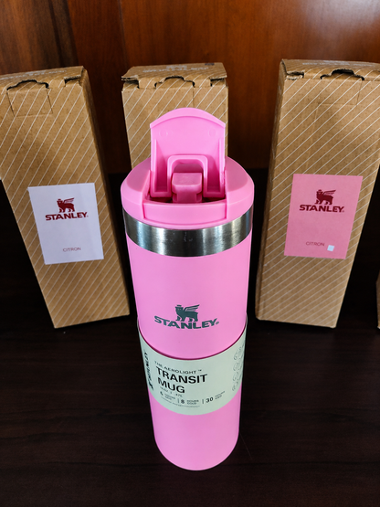 Premium Insulated Travel Coffee Mug 470 ml – Stainless Steel Vacuum Flask with Flip Lid (Dark Pink)
