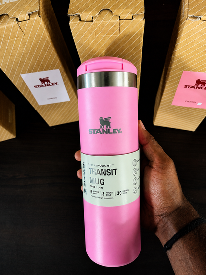 Premium Insulated Travel Coffee Mug 470 ml – Stainless Steel Vacuum Flask with Flip Lid (Dark Pink)