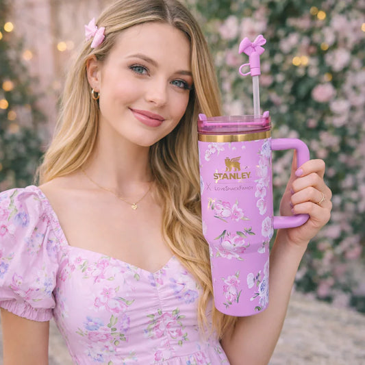 STANLEY Purple & Green Single Stainless Steel Floral Double Wall Vacuum Water Bottle