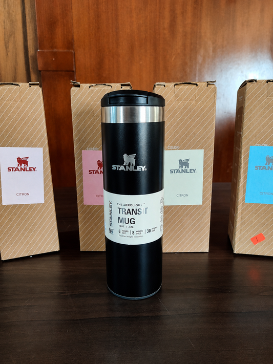 Premium Insulated Travel Coffee Mug 470 ml – Stainless Steel Vacuum Flask with Flip Lid (Black)