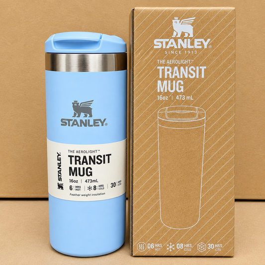 Premium Insulated Travel Coffee Mug 470 ml – Stainless Steel Vacuum Flask with Flip Lid (Blue))