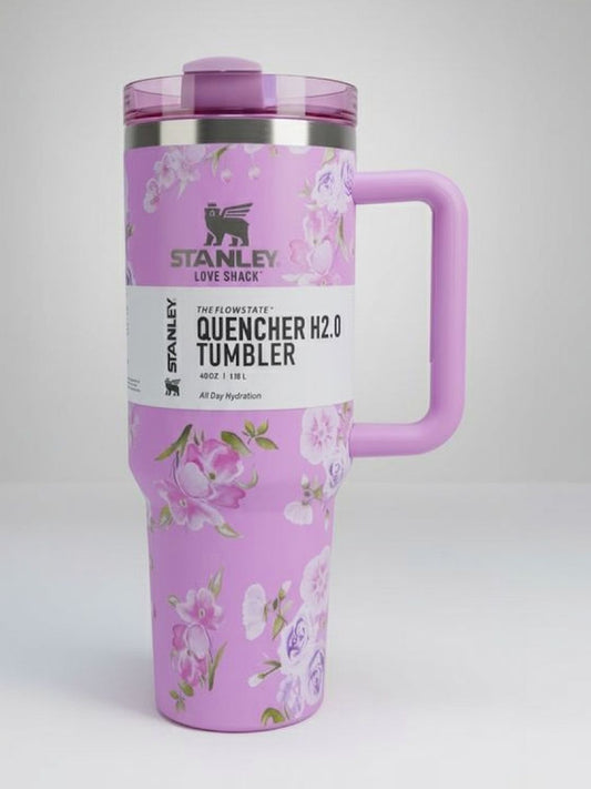 STANLEY Purple & Green Single Stainless Steel Floral Double Wall Vacuum Water Bottle