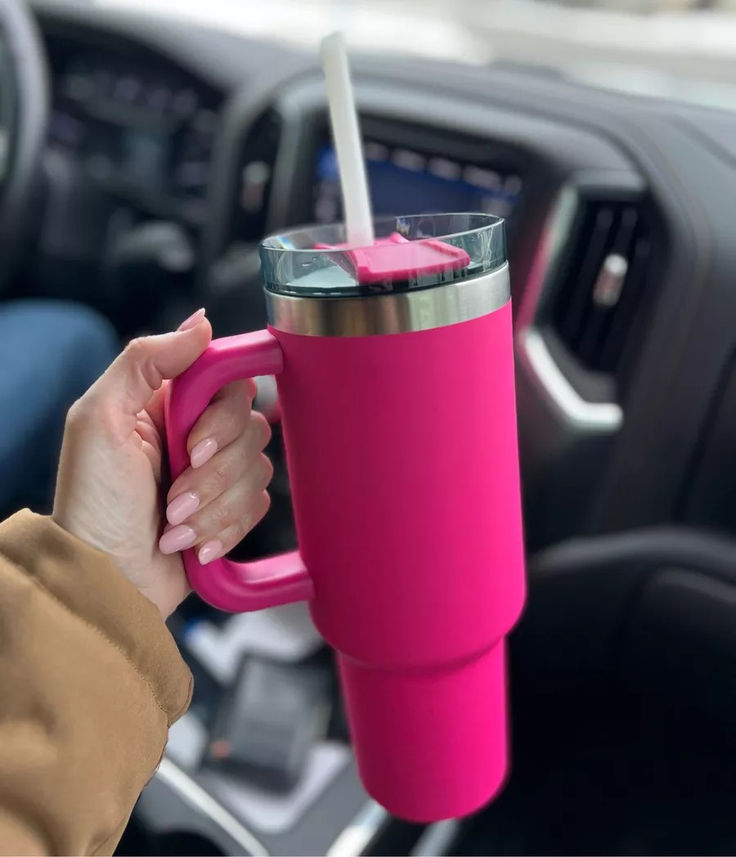 1200ML Insulated Tumbler – Keeps Drinks Ice Cold for 12 Hours ❄️- Dark Pink