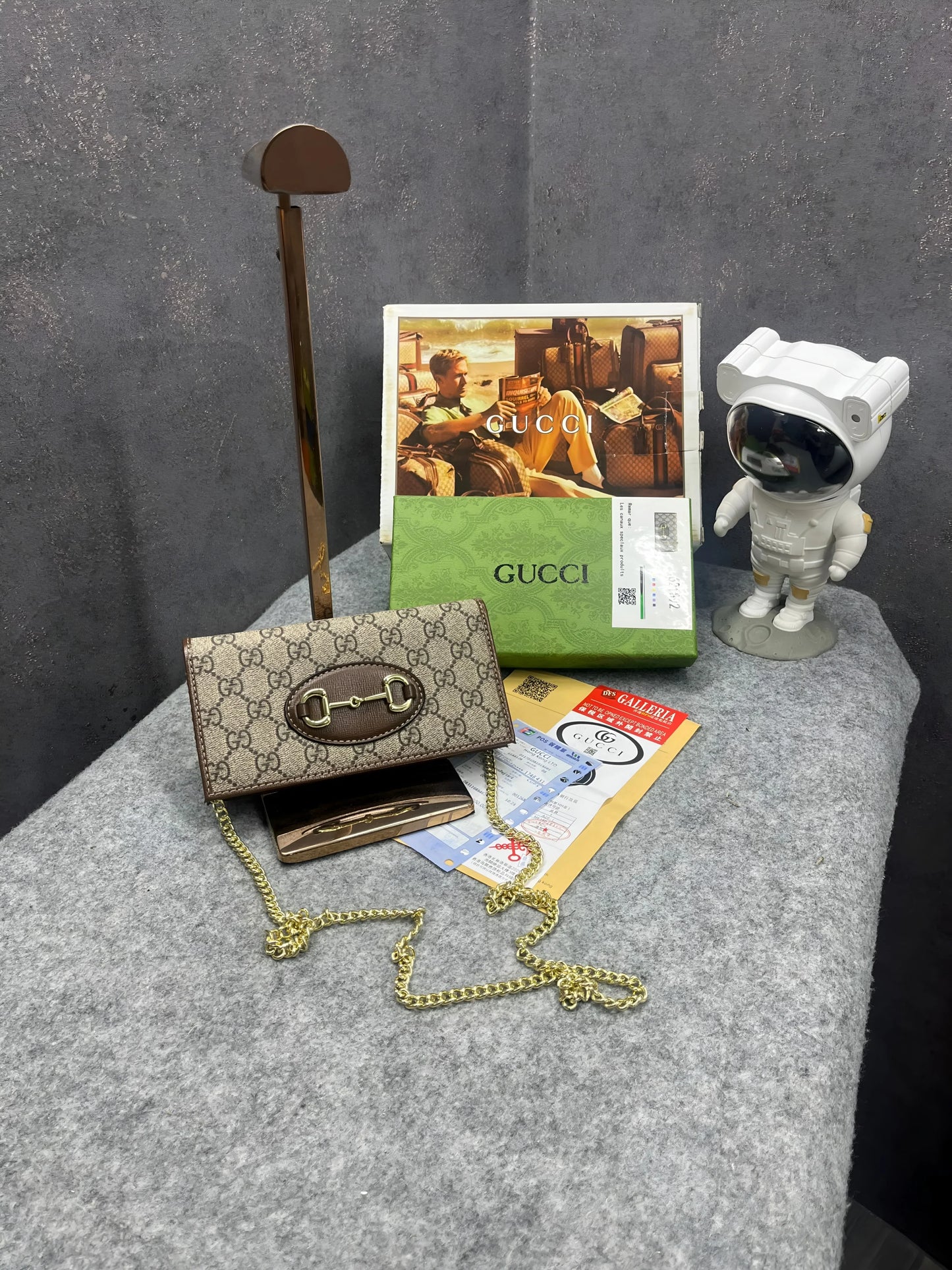 GUCCI HORSEBIT 1955 WALLET WITH CHAIN OG DOUBLE BOX & DUST BAG 621892