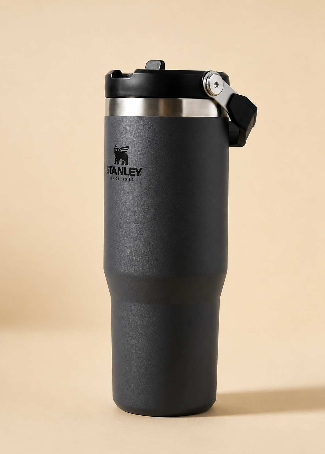 Stainless Steel Tumbler with Straw - Black