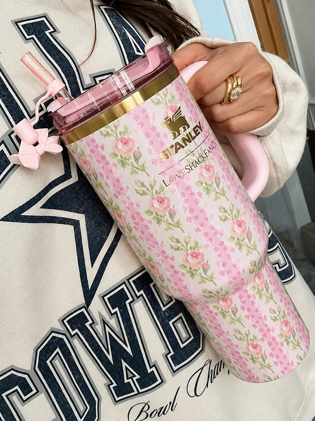 STANLEY Pink Single Stainless Steel Floral Double Wall Vacuum Water Bottle