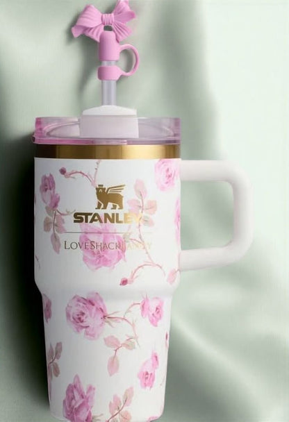 STANLEY White & Rose Single Stainless Steel Floral Double Wall Vacuum Water Bottle