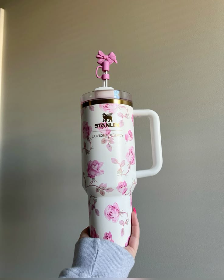 STANLEY White & Rose Single Stainless Steel Floral Double Wall Vacuum Water Bottle