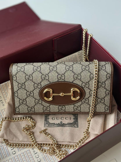 GUCCI HORSEBIT 1955 WALLET WITH CHAIN OG DOUBLE BOX & DUST BAG 621892