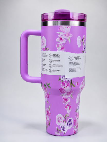 STANLEY Purple & Green Single Stainless Steel Floral Double Wall Vacuum Water Bottle