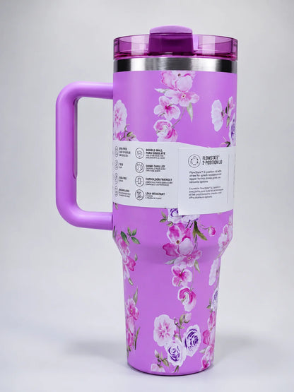 STANLEY Purple & Green Single Stainless Steel Floral Double Wall Vacuum Water Bottle