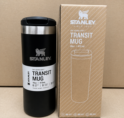 Premium Insulated Travel Coffee Mug 470 ml – Stainless Steel Vacuum Flask with Flip Lid (Black)