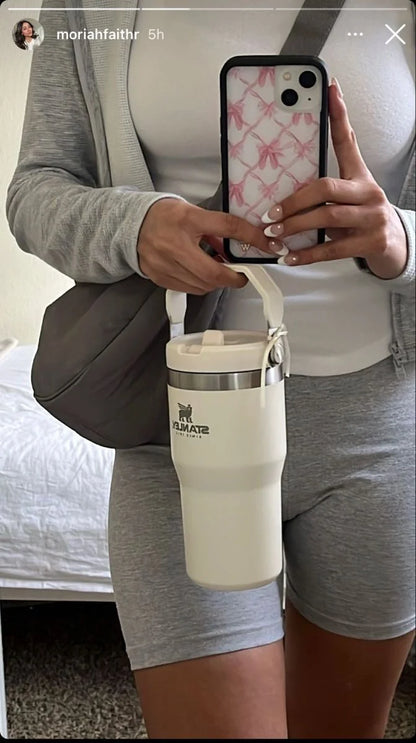 Stanley Ice-Flow Stainless Steel Tumbler with Straw – Beige