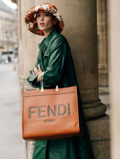 fendi roma plain ladies trendy leather handbag (238) 35 cm big size