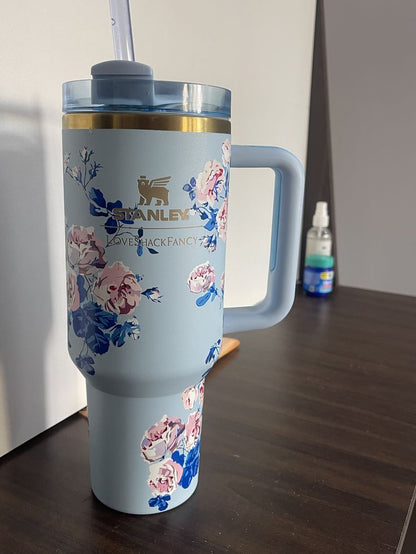 STANLEY Blue & Black Single Stainless Steel Floral Double Wall Vacuum Water Bottle
