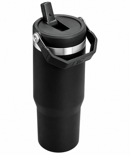 Stainless Steel Tumbler with Straw - Black