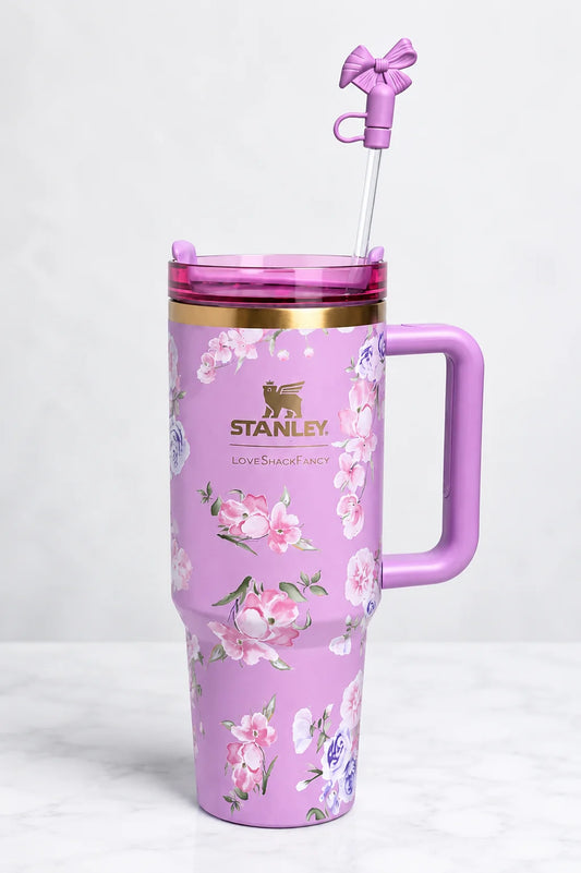 STANLEY Purple & Green Single Stainless Steel Floral Double Wall Vacuum Water Bottle